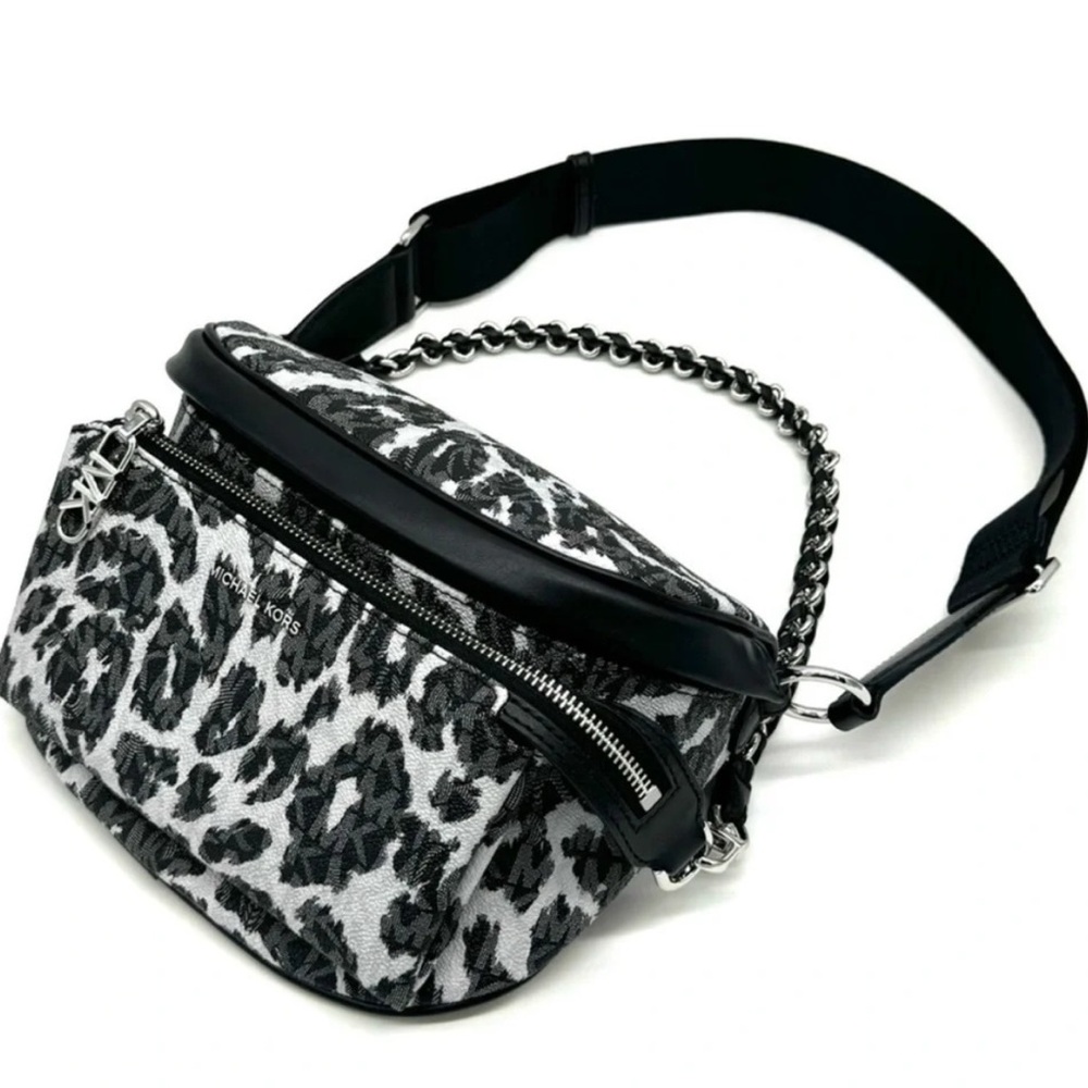 Michael Kors Medium Slater Sling Pack Chain Messenger Crossbody Bag Black Multi